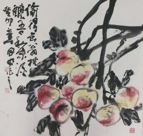 章月中花鸟《寿桃》作品