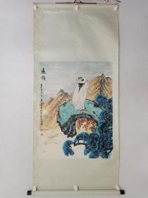 保真书画，四川老一辈书画家，傅寿昌原装裱立轴《松鹰图》一幅，画心尺寸87.5×66cm。裱工略伤，也可以裁成镜心。