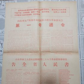 大众日报号外给毛主席的致敬电告全省人民书（1967、4）