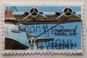 袁袁收藏美国邮票 1985年 航空邮票 跨太平洋航空邮政50周年 最初的邮政飞机 1全信销