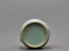 宋龙泉窑青瓷浮雕一夜成名虫草纹竹节笔筒13.2/13厘米a