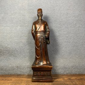 纯铜药圣李时珍铜像摆件
长7.5厘米，宽6.5厘米，高27.5厘米
重1359克