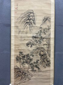 云鹏，清代古画，大幅山水中堂《雨山访友图》