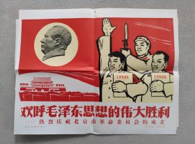 新华社 新闻展览照片1967年4月 欢呼毛泽东思想的伟大胜利 热烈庆祝北京市革命委员会的成立（套装照片16张全；8开宣传画一张、照片文字说明书）