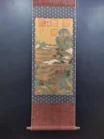 旧藏宋，许道宁，精品绢本：春江云阁图88x43