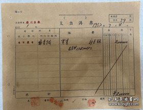 原国立北平艺术专科学校校长、中央美术学院院长徐悲鸿盖章、钤印的单据。