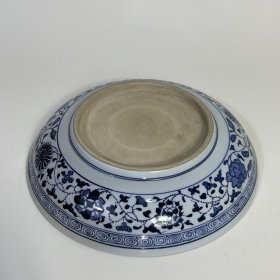 清乾隆青花一束莲纹盘 5.5×28厘米