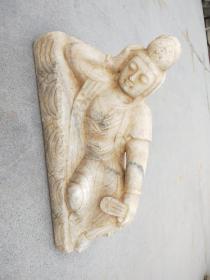济南府城中村拆迁收到汉白玉石睡佛像，上百年自然风化包浆，全品