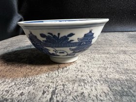 80年代，国营人民瓷厂，景德镇11厘米青花梧桐小碗一只11