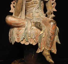 （议价） 唐青石彩绘大观音工艺精美法相庄严高133cm宽66cm厚58cm
