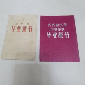 60年代毕业证书 小学校毕业证书 齐齐哈尔市中等学校毕业证书【一人两种】