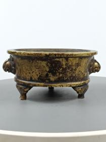 古董  古玩收藏  铜器  铜香炉   尺寸长13厘米，宽11.6厘米，高6厘米，重量1.7斤