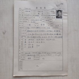 1977年教师登记表：朱金明 向阳小学/向阳人民公社 贴有照片