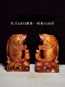 高古玉大摆件一对，