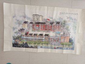 著名画家郁维良和书法家王国贤考试合作作品《中国美协大院》160*90cm