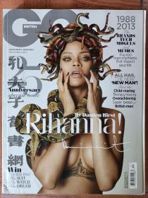 GQ英版2013年12月号第25周年刊 书脊有瑕疵背面有折痕 Rihanna