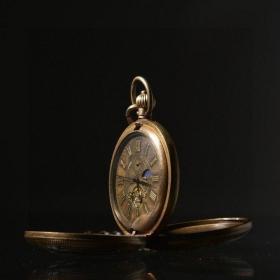 十九世纪 铜嵌珐琅日月星辰双开式怀表
径5.5厘米可正常使用