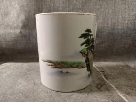 #23030802,1963年荣获路局63.8红旗奖手绘山水茶杯,兖机,品如图。