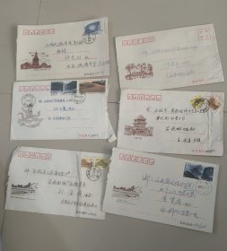 实寄美术封6枚【塔院寺大白塔、平遥市楼、镇国寺、双林寺、晋城景德桥2枚】（单枚价）