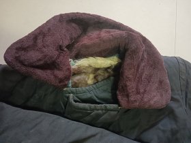 老皮棉大衣 长身皮毛棉袄 袖口衣襟自然磨损