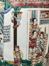 重器.精工细作满工粉彩水浒英雄人物纹螭龙双耳落地瓶一对