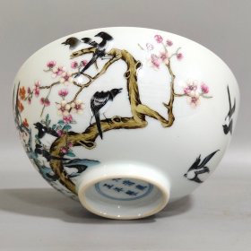 清代雍正喜鹊登梅碗