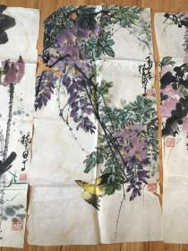 著名书画家，什么楠田，花鸟四条屏