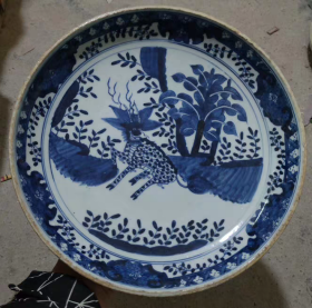 明青花麒麟纹盘
