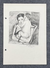 手绘素描画 广州美术学院 Yuan作品 《临摹Mary Cassatt》2021年 21x29.7cm