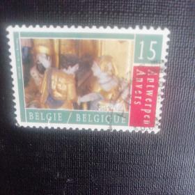 比利时邮票:1993年安特卫普欧洲文化之都绘画信销票1枚收藏保真