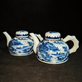 康熙，青花山水壶
