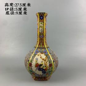 清雍正御制珐琅彩花鸟胆瓶花瓶