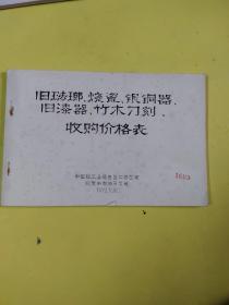 1972年旧珐琅 、烧瓷、银铜器、旧漆器、竹木刀刻、收购价格表》