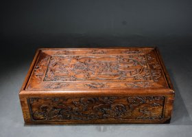 旧藏非洲花梨木雕刻福在眼前首饰盒 抽拉盒 尺寸: 高11厘米 长40厘米 宽25厘米