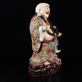 粉彩如意站大肚佛，
高宽 31*18cm