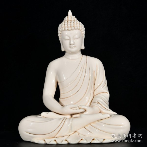 大明万历年德化何朝宗印红胎释迦牟尼如来佛造像 高30宽24厘米2