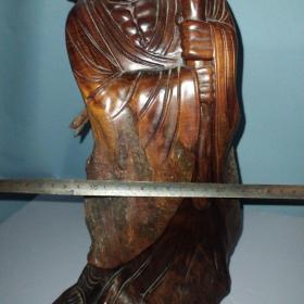 清代达摩祖师 达摩木雕造像 根雕 高约68.5× 26 cm