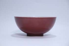 清康熙霁红釉碗，高度10cm口径22.3cm