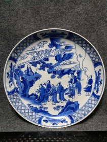 青花人物纹盘