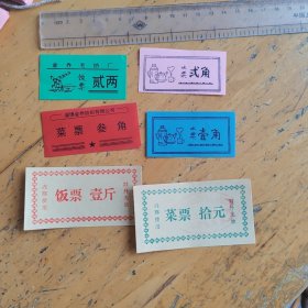 淄博金乔毛纺厂，金乔纺织有限公司，粮票水票菜票一套六个，其中四个塑料的