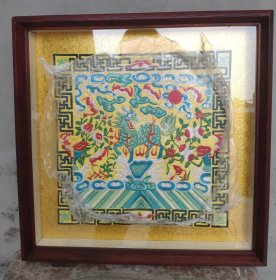 34x34cm红花梨立体框绣品麒麟高档礼品