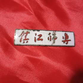 六十年代《镇江师专》校徽1枚（4.8×1.2厘米；虽有锈迹。但背面关针完好，尚可佩戴）