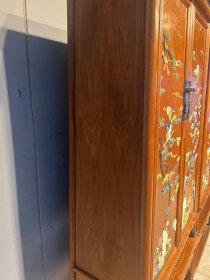 清代海南黄花梨镶嵌百宝面条柜一对