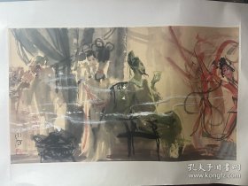 仕女画 余音绕梁 傅小石作品（保真）