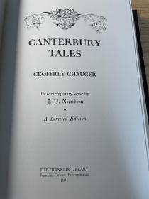 chaucer 乔叟经典 the canterbury tales《坎特伯雷故事集》chaucer 乔叟经典  franklin library1974年出版 真皮精装 限量收藏版 世界100伟大名著系列丛书