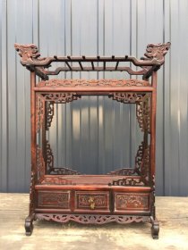 旧藏黄花梨龙头大笔架、四面雕工、精美大气、包浆温润、品相完美！ 高48/宽40/厚20厘米