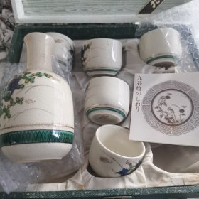 日本瓷器 酒具 一壶五杯 九谷烧