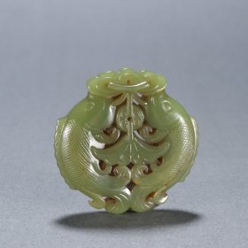 清 和田黄玉双鱼佩