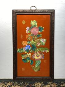 瓷板画珐琅掐丝寿字挂件 瓷器