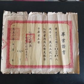 1952年上海市私立培成小学毕业证书